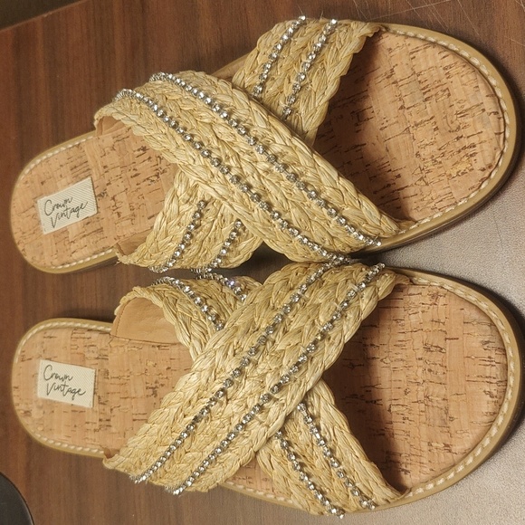 NWOT Crown Vintage cork/bling slides sz 10M - Picture 2 of 4